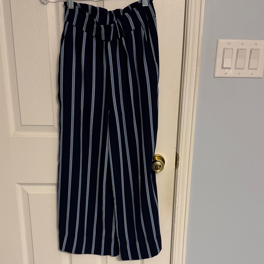 H&M Navy Striped Wide-Leg Pants